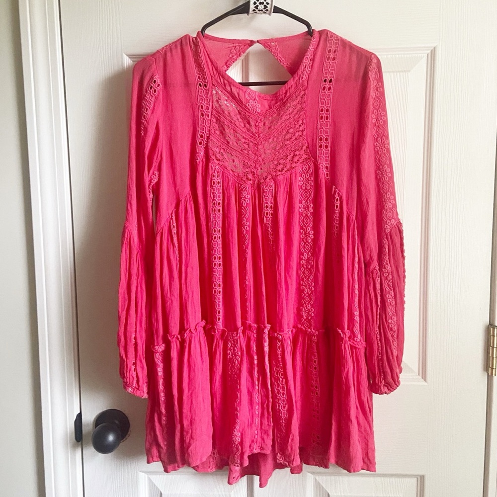 Free People Lace Trim Tunic Top